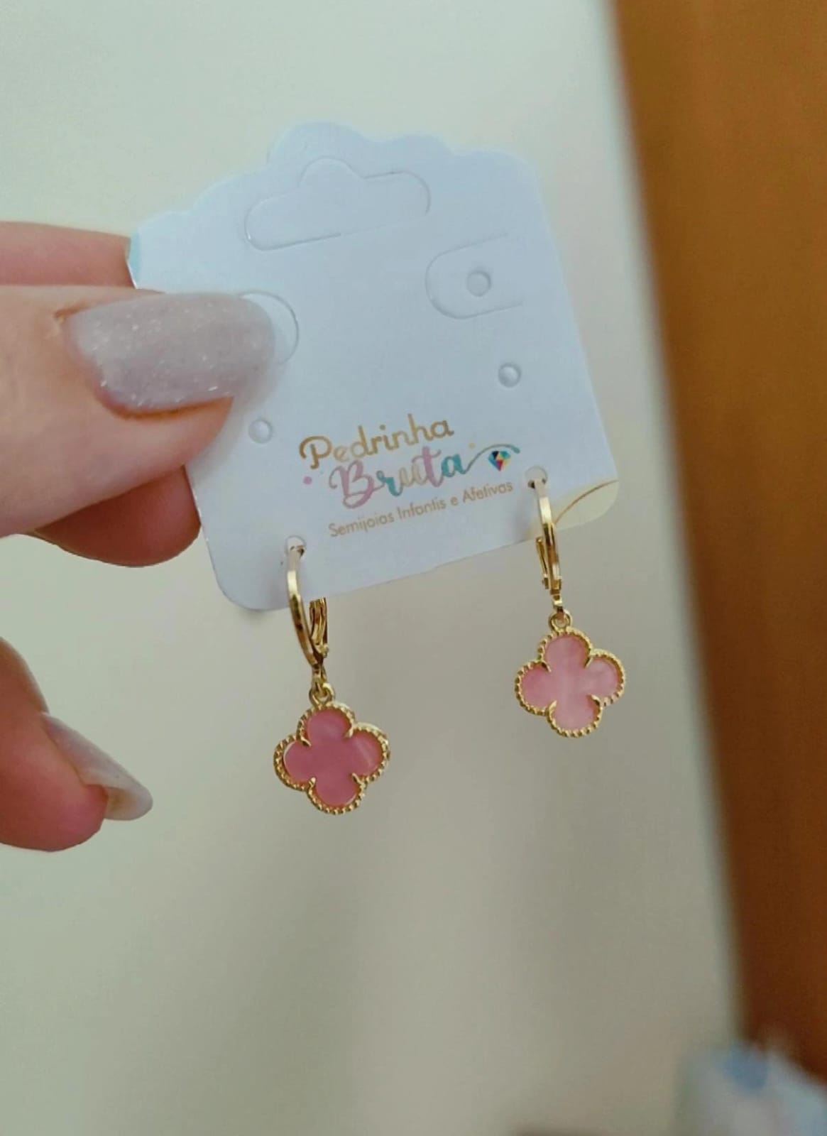 Argolinha Trevo Rosa